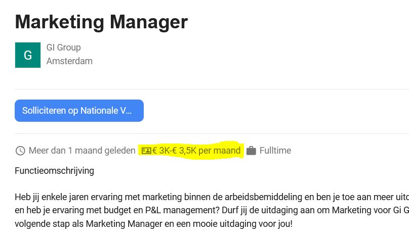 markting manager vacature google